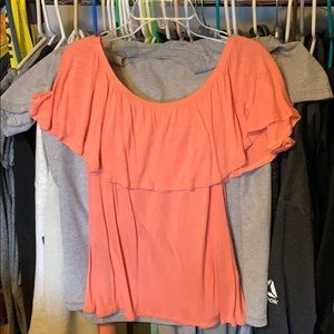 Coral off the shoulder/ strapless top